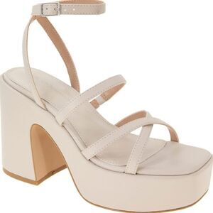 BCBGeneration Sandi Stone Cream Strappy Platform Sandals 9M New